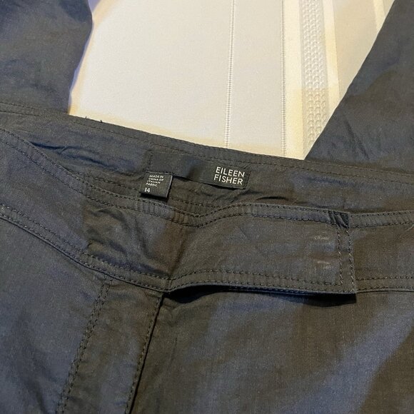 Eileen Fisher Dark Gray Linen Blend Wide Leg Pants Flat Slacks Trousers Size 14 - Picture 5 of 7